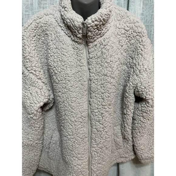 Maurices XL Teddy Bear Jacket Lined Gray Sherpa Zipped Drawstring - Picture 2 of 16